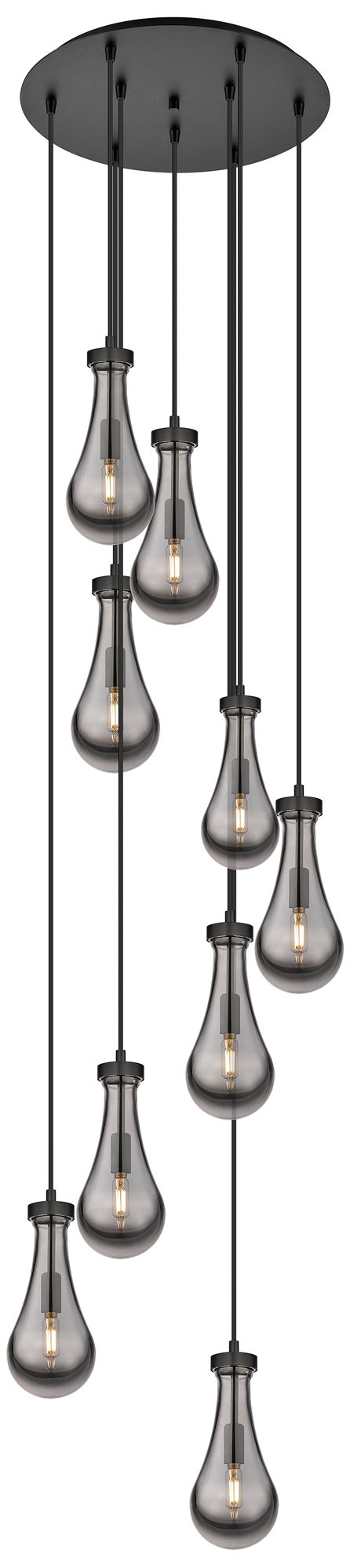 Newton Sphere 27.25"W 12 Light Polished Nickel Multi Pendant w/ Smoke