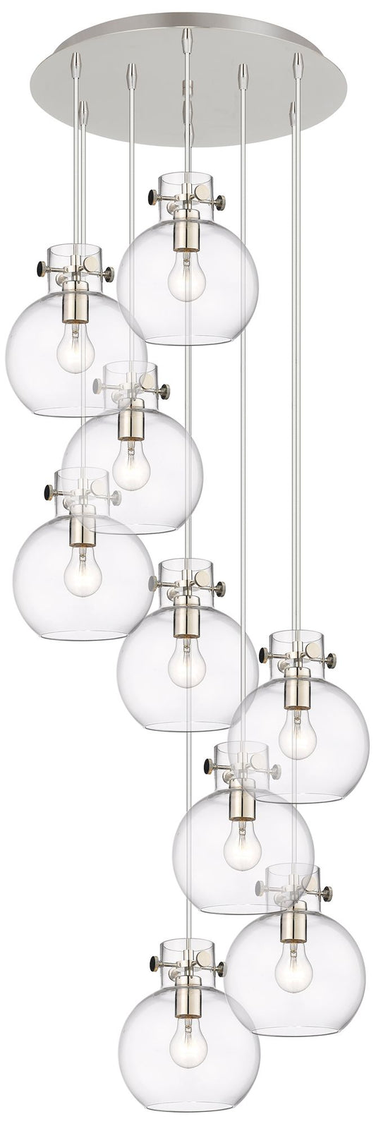 Newton Sphere 39.75"W 5 Light Brushed Nickel Linear Pendant w/ Smoke S