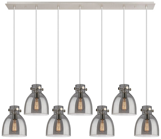 Newton Sphere 51.75" Wide 7 Light Matte Black Linear Pendant w/ Seedy