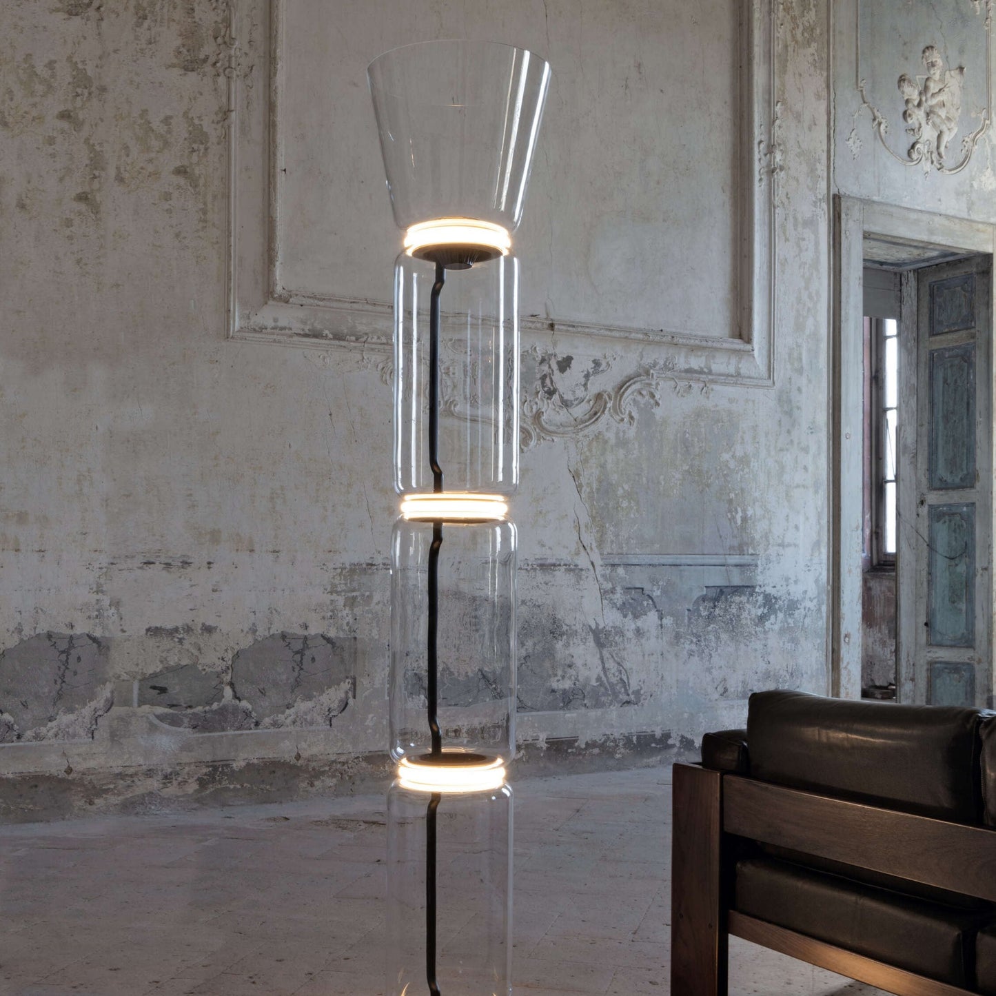 Bamboo Glass Floor Lamp