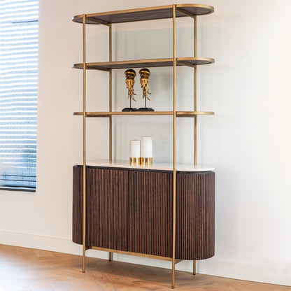 Oak And Faux Marble Wall Cabinet