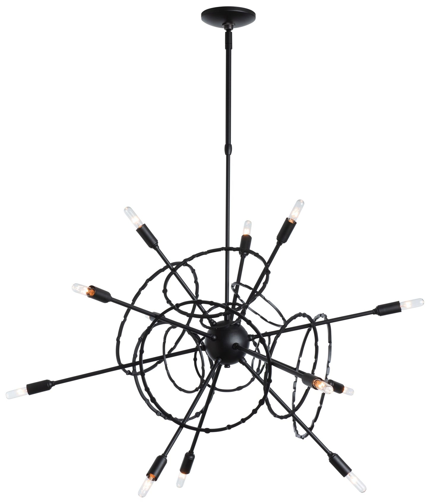 Olympus 12-Light Starburst Pendant - Black Finish - Standard Height