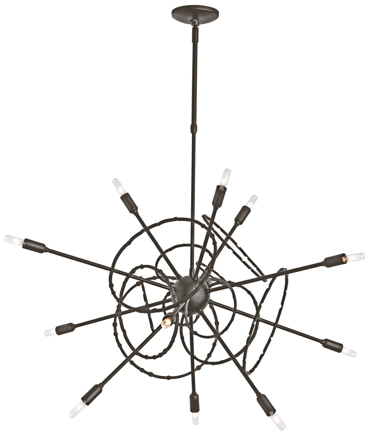 Olympus 12-Light Starburst Pendant - Bronze Finish - Standard Height