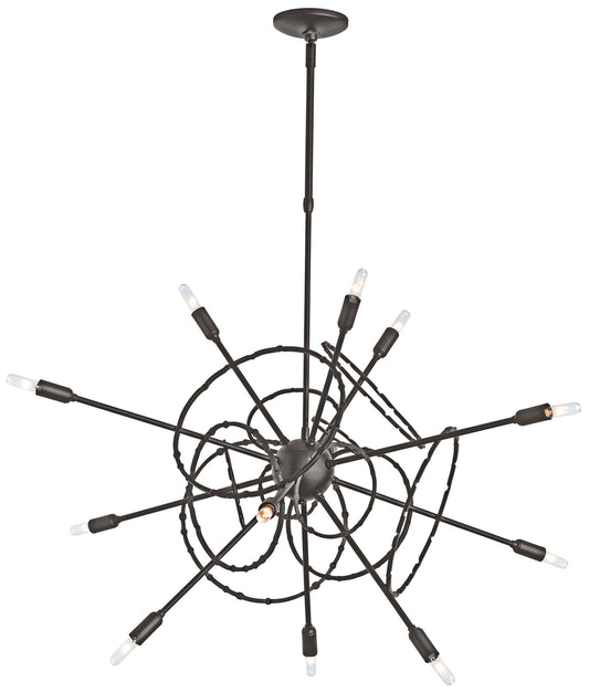 Olympus 12-Light Starburst Pendant - Dark Smoke Finish - Standard Height