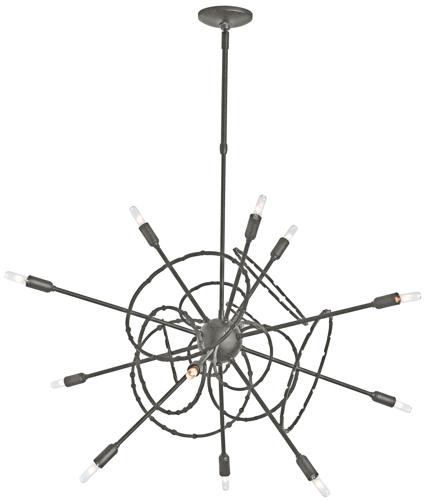 Olympus 12-Light Starburst Pendant - Natural Iron Finish - Standard Height