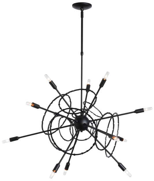 Olympus 33.2" Wide 12.Light Black Starburst Pendant