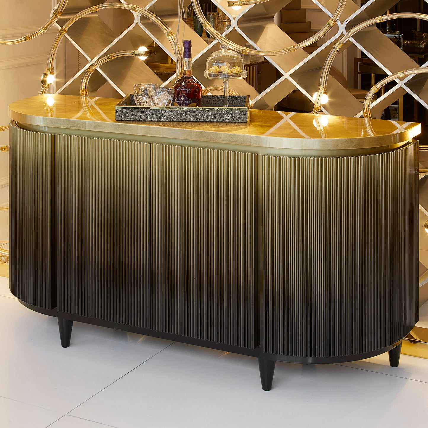 Ombre Gold Leaf Gradient Sideboard