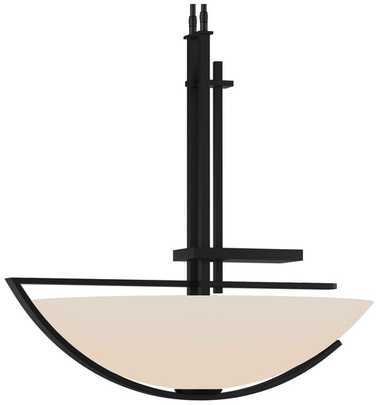 Ondrian 26" Wide Black Long Pendant With Opal Glass Shade