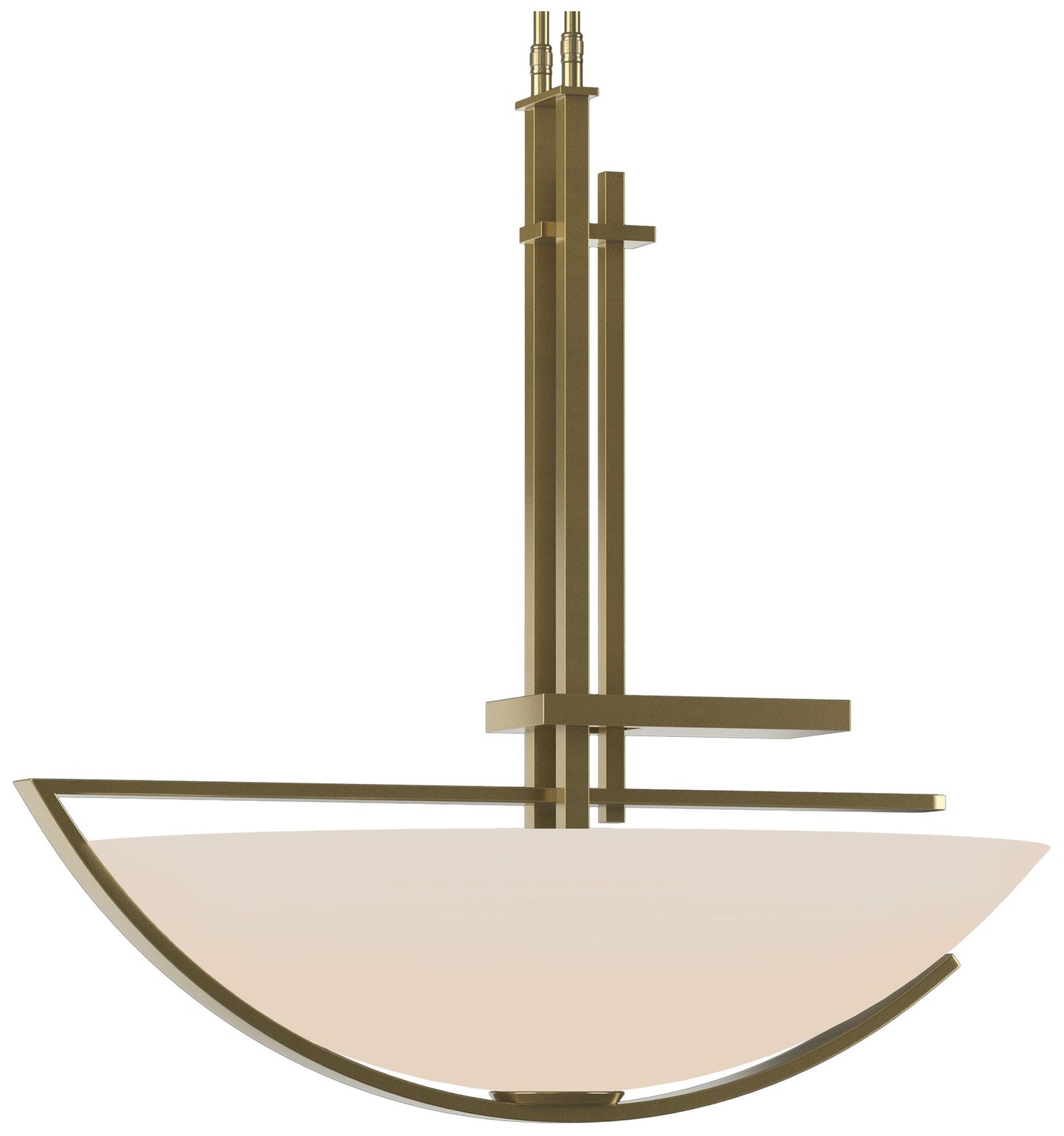 Ondrian 26" Wide Modern Brass Long Pendant With Opal Glass Shade