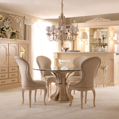 Opulent Italian Round Glass Dining Table Set