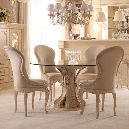 Opulent Italian Round Glass Dining Table Set