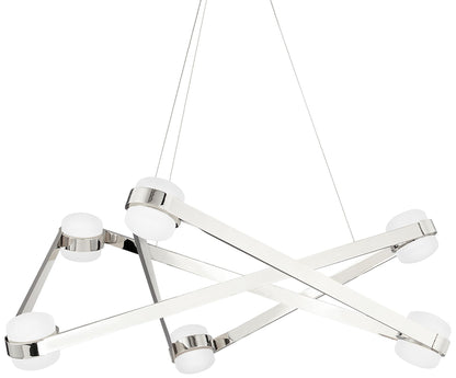 Orbit 38" Wide Polished Nickel 6-Light LED Chandelier