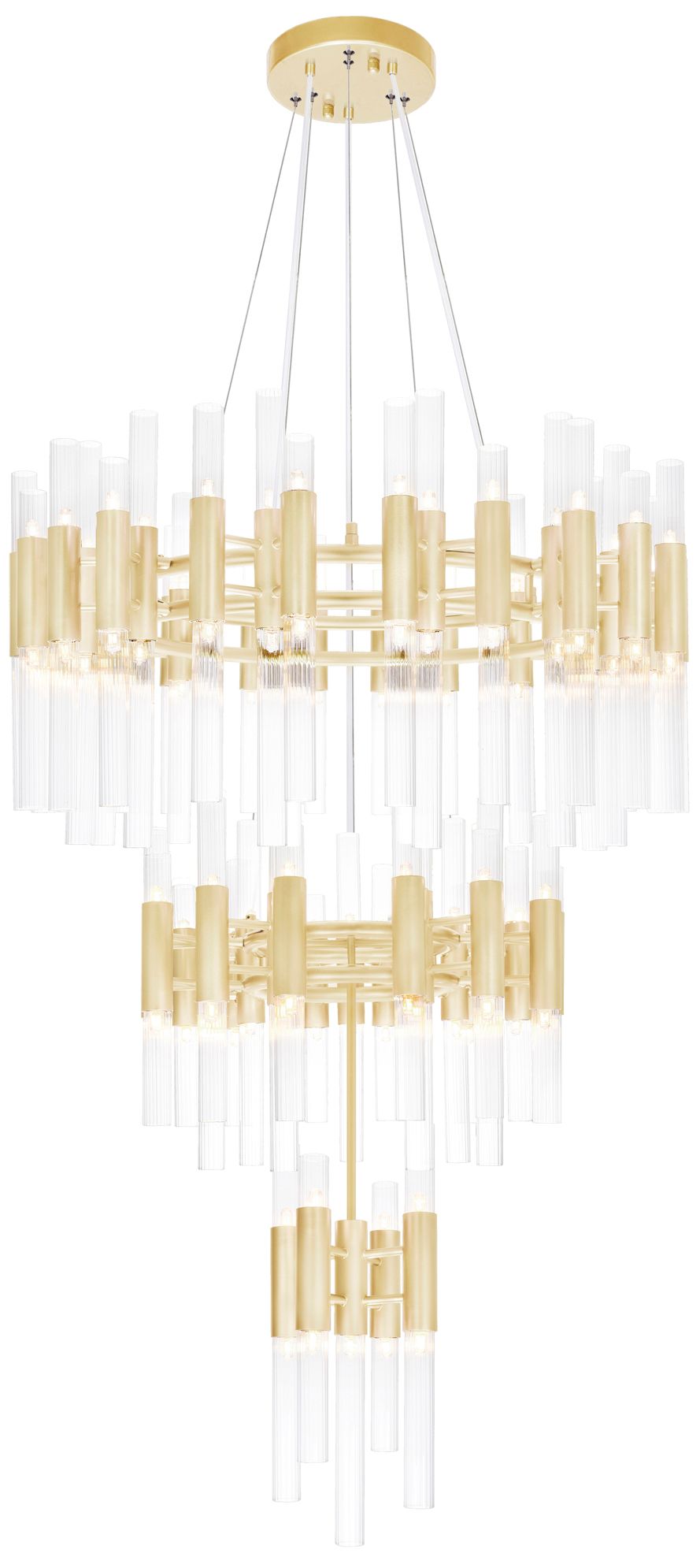 Orgue 123 Light Chandelier With Satin Gold Finish