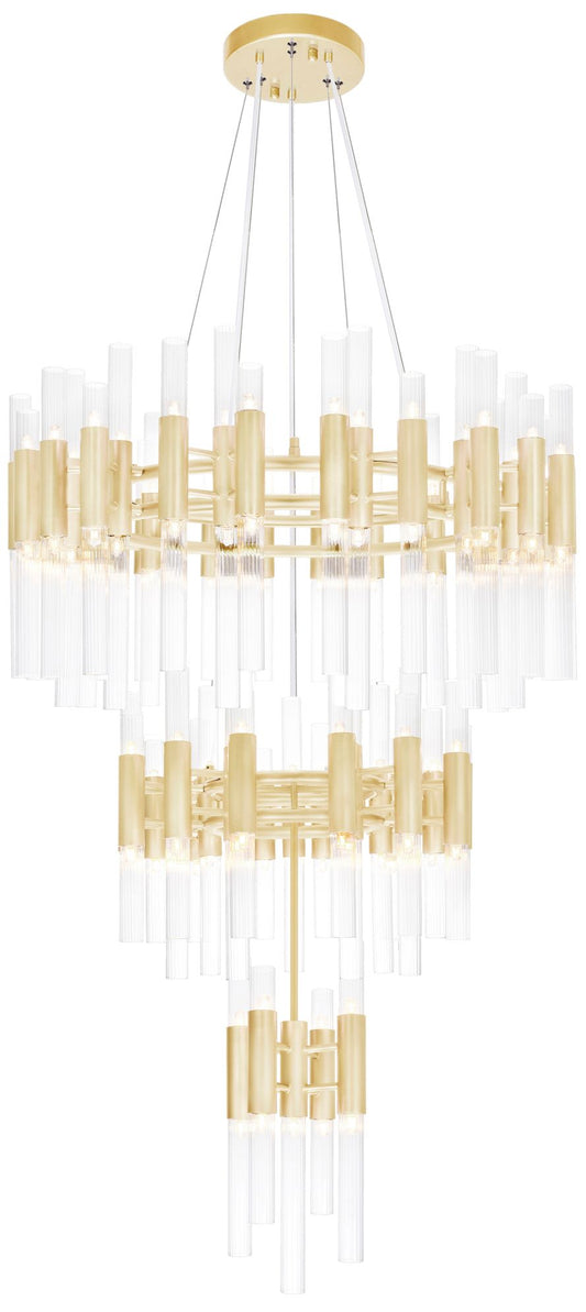 Orgue 123 Light Chandelier With Satin Gold Finish