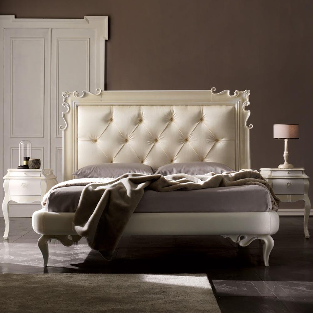 Ornate Button Upholstered Bed