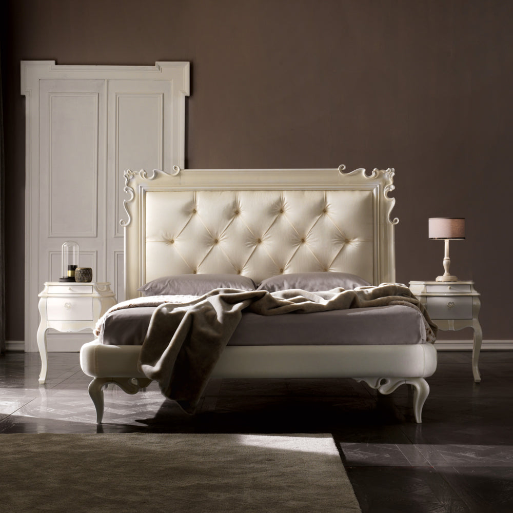 Ornate Button Upholstered Bed