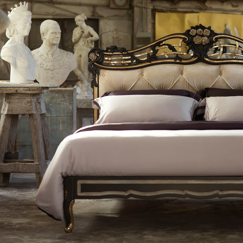 Ornate Button Upholstered Italian Bed