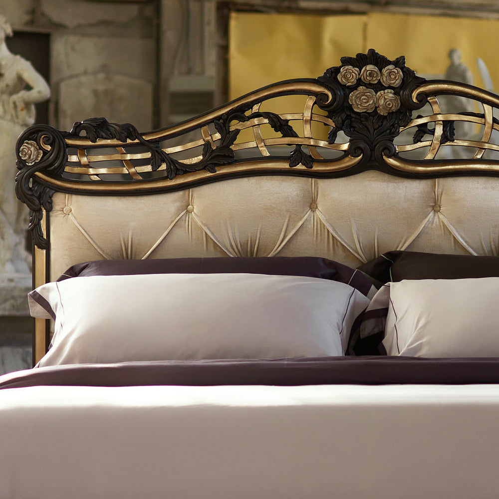 Ornate Button Upholstered Italian Bed