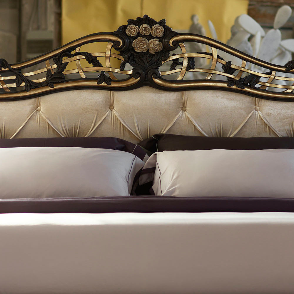 Ornate Button Upholstered Italian Bed