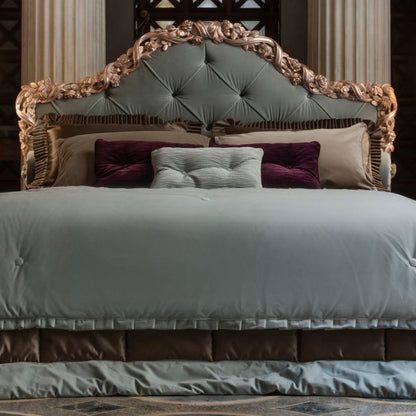 Ornate Classic Style Button Upholstered Bed