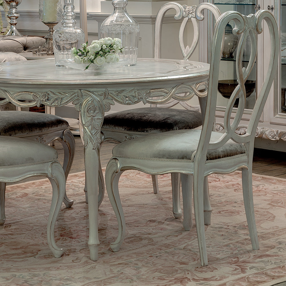 Ornate Designer Round Italian Dining Table Set