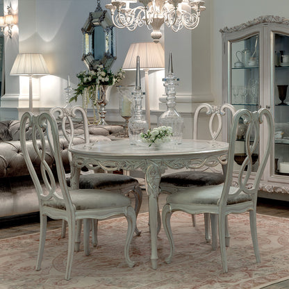 Ornate Designer Round Italian Dining Table Set