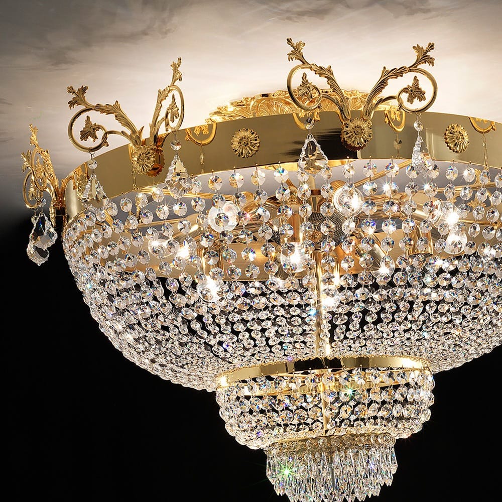 Ornate Gold And Crystal Empire Ceiling Light