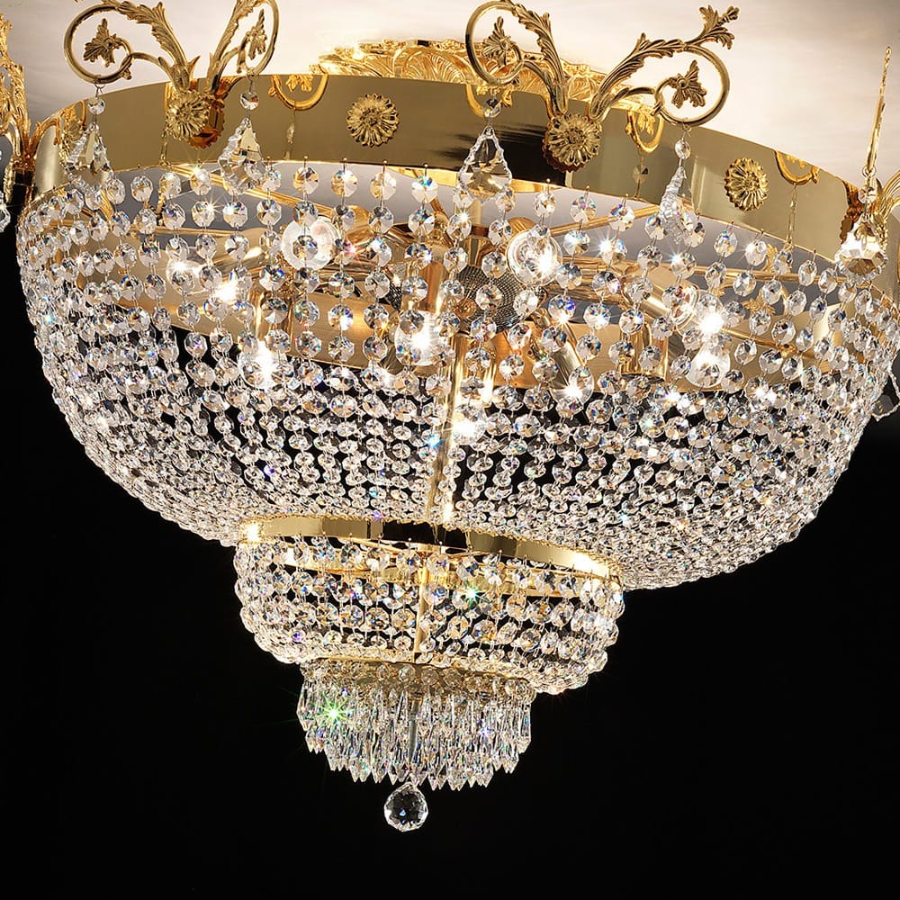 Ornate Gold And Crystal Empire Ceiling Light