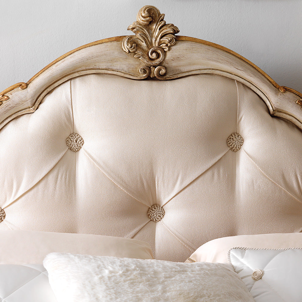 Ornate Italian Button Upholstered Bed