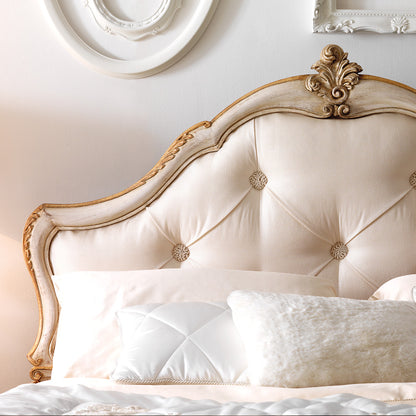 Ornate Italian Button Upholstered Bed