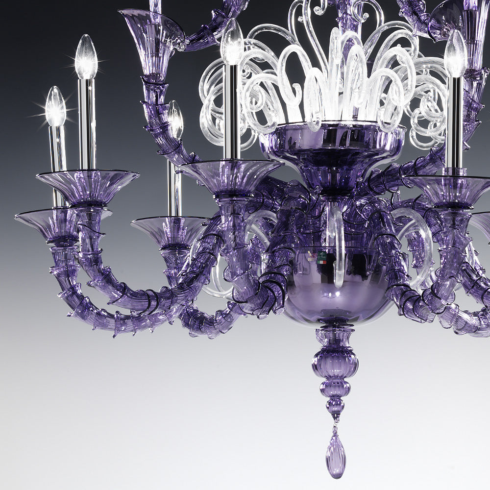 Classic Ornate Purple Glass Chandelier