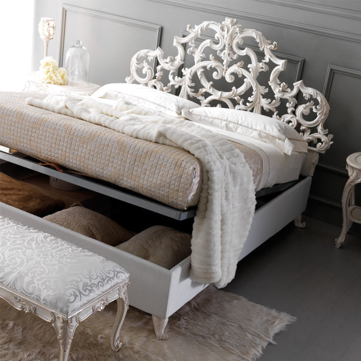 Ornate Rococo Reproduction Italian Storage Bed