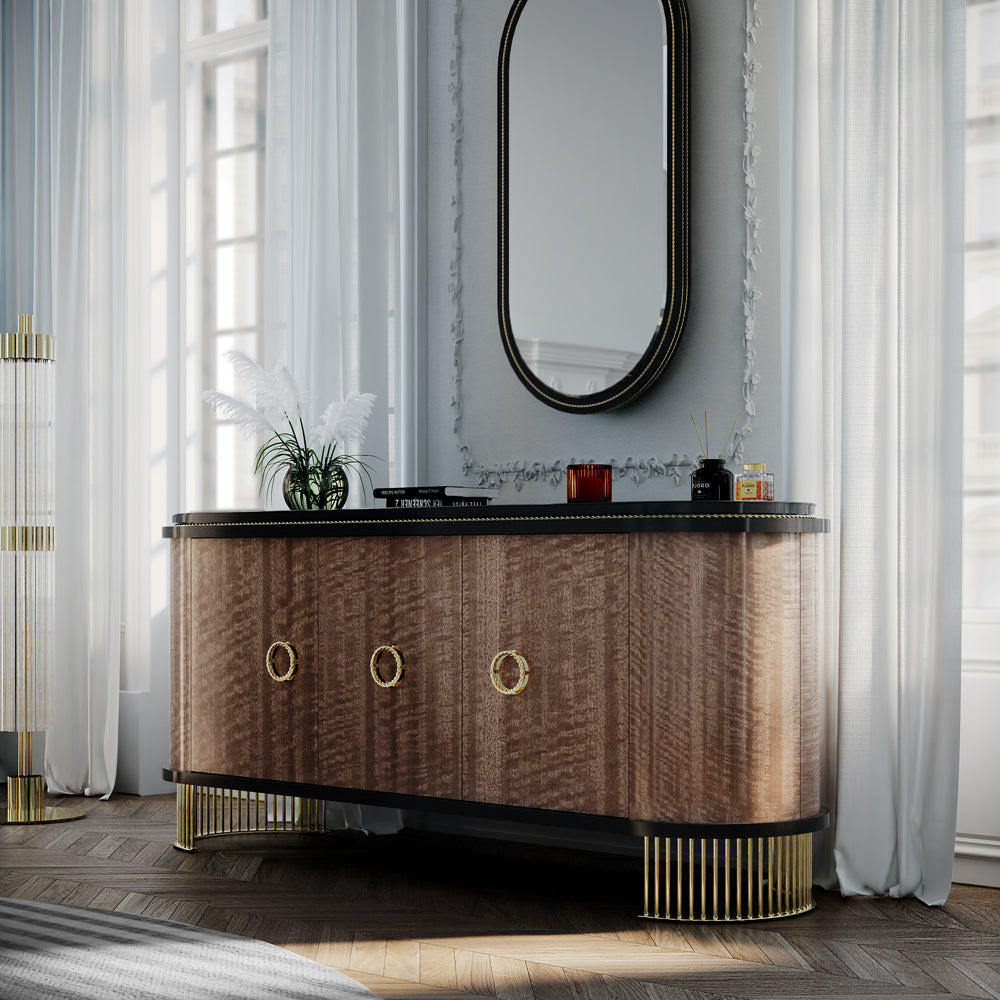 Oval Veneer 3 Door Buffet