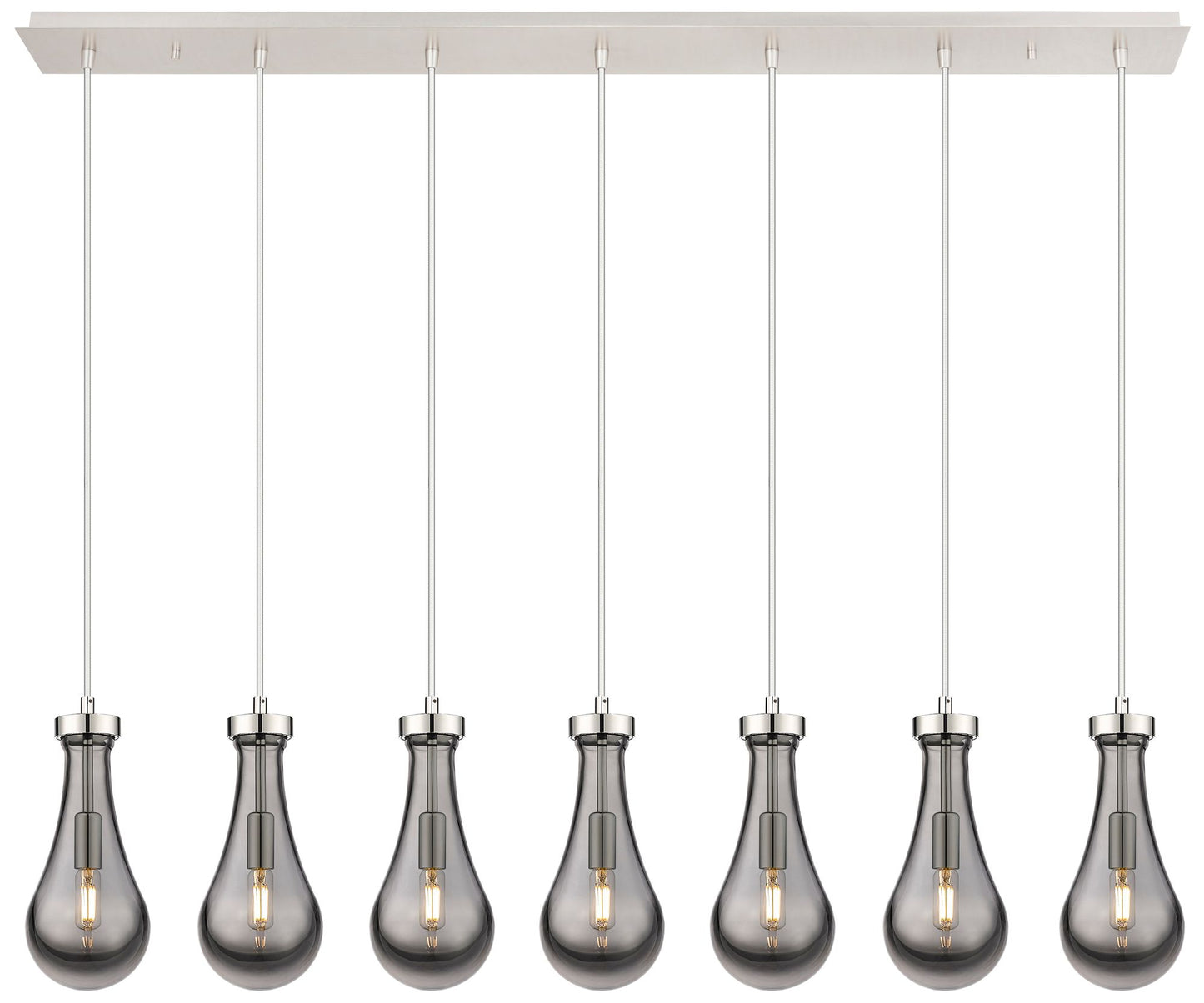 Owego 48.88" Wide 7 Light Brushed Brass Linear Pendant w/ Light Smoke