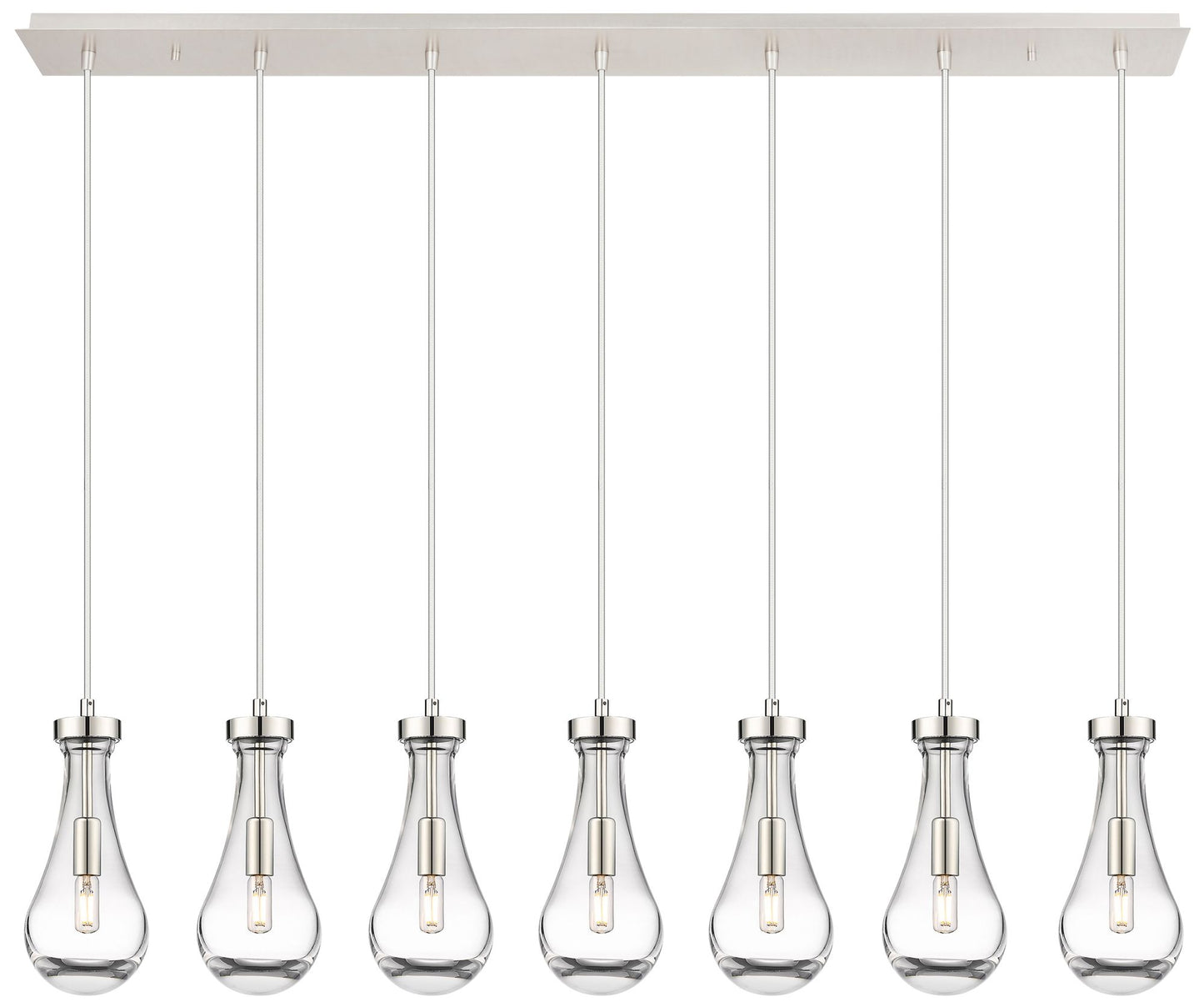 Owego 48.88" Wide 7 Light Brushed Brass Linear Pendant With Clear Shad