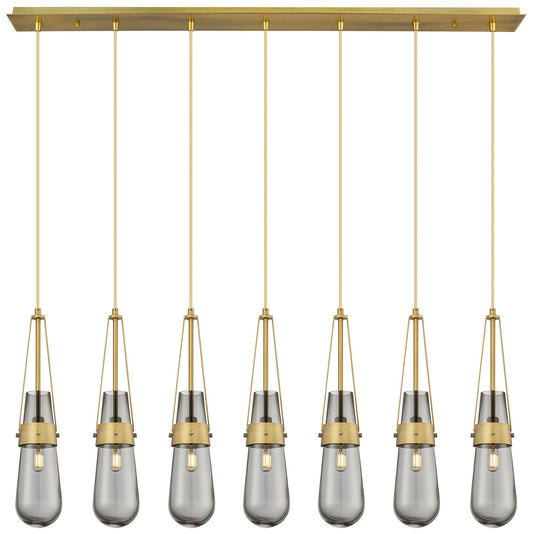 Owego 48.88" Wide 7 Light Matte Black Linear Pendant With Light Smoke