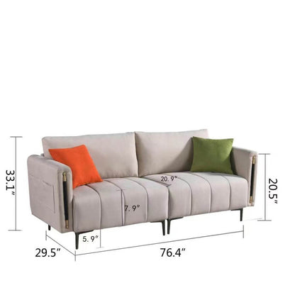 76.3" Modern White Loveseat Sofa