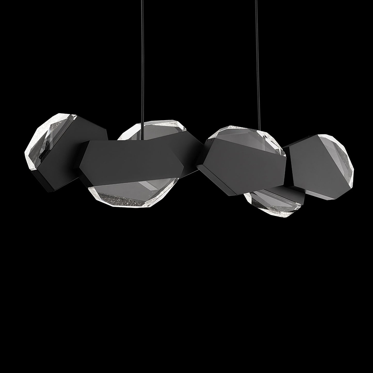 Palisade 11.75"H x 47.75"W 6-Light Crystal Linear Pendant in Blac