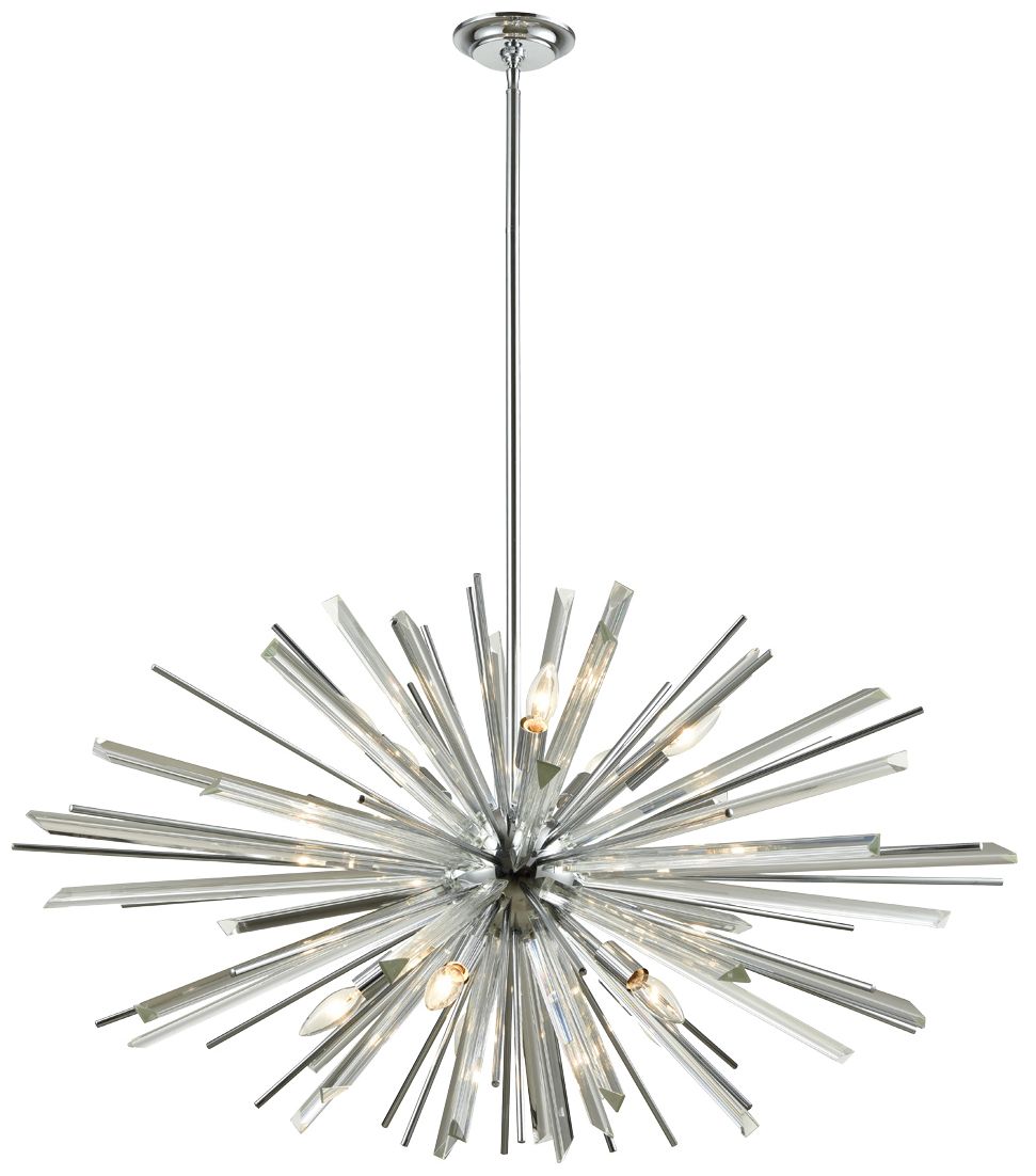 Palisades Avenue 39 1/4"W Chrome 10-Light Sputnik Chandelier