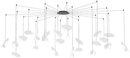 Papillons�?36"W Satin White 24-Light LED Pendant Light