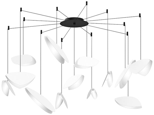 Papillons�?30"W Satin White 13-Light LED Pendant Light