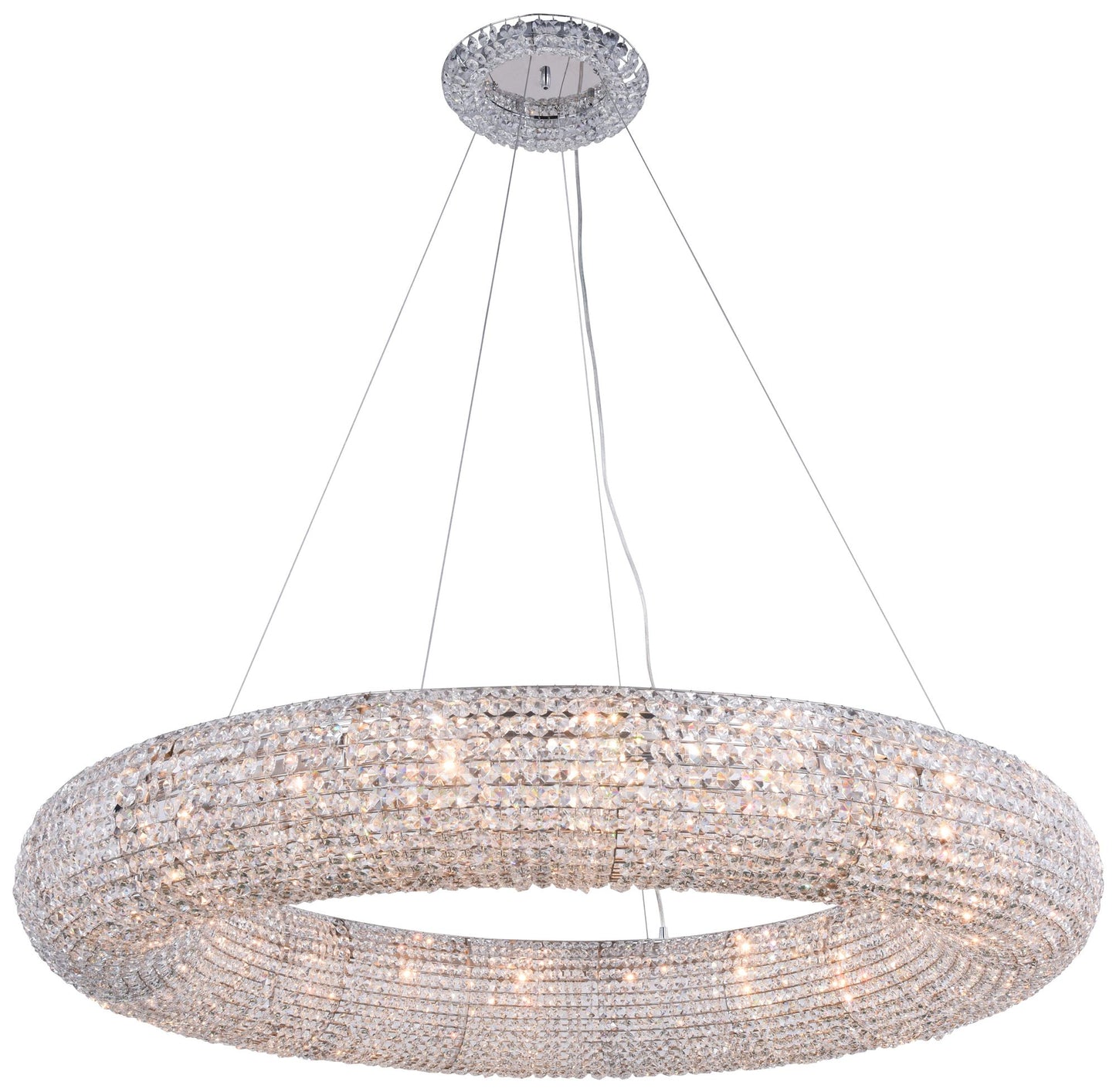 Paris 52" Wide Chrome and Crystal Ring Chandelier