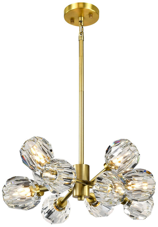 Parisian 12-Light 24 Inch Modern Sputnik Aged Brass Crystal Chandelier