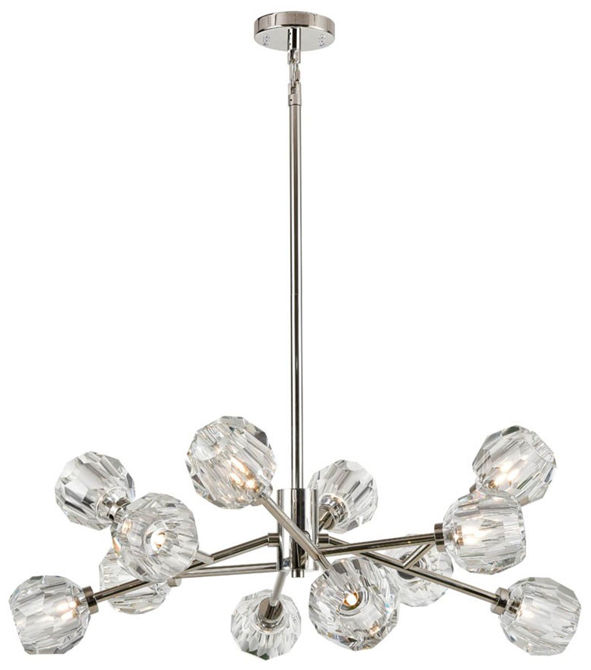 Parisian 12-Light 35 Inch Modern Sputnik Polished Nickel Crystal Chandelier