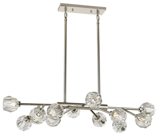 Parisian 12-Light 35 Inch Modern Sputnik Polished Nickel Crystal Chandelier