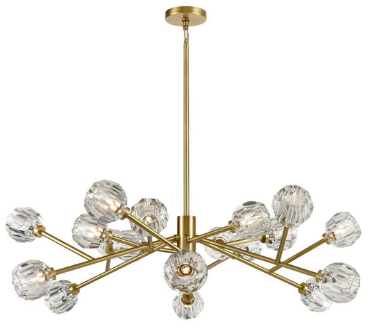 Parisian 18-Light 48 Inch Modern Sputnik Aged Brass Crystal Chandelier