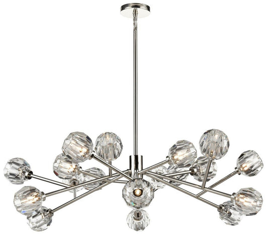 Parisian 18-Light 48 Inch Modern Sputnik Polished Nickel Crystal Chandelier