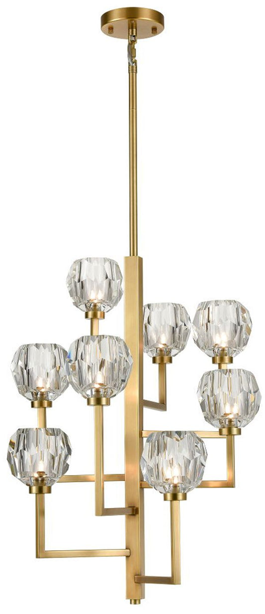 Parisian 8-Light 20 Inch Vertical Aged Brass Crystal Chandelier