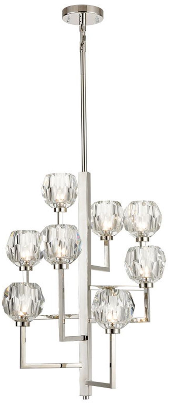 Parisian 8-Light 20 Inch Vertical Polished Nickel Crystal Chandelier