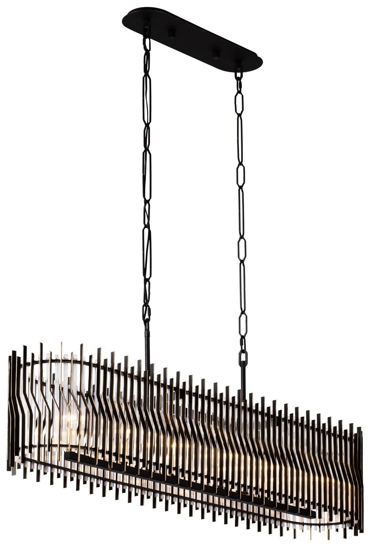 Park Row 6-Lt Linear Pendant - Matte Black/French Gold